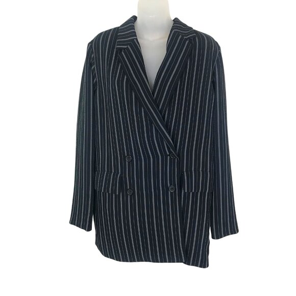 Wilfred Cherrelle Black & White Pin Striped Double Breasted Blazer Size S - Picture 3 of 8